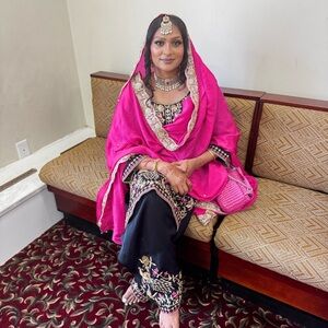 Pink and Black Embroidered Traditional Outfit